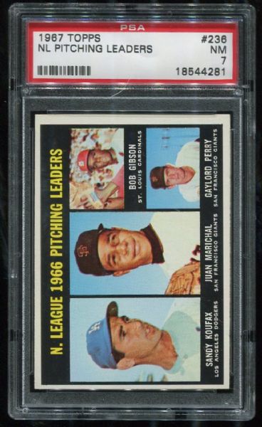 1967 Topps #236 NL Pitching Leaders PSA 7