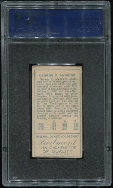 1911 T205 Piedmont George McBride PSA 3