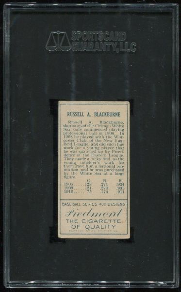 1911 T205 Piedmont Russell Blackburne SGC Authentic