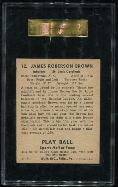 1941 Playball #12 Jimmy Brown SGC 88