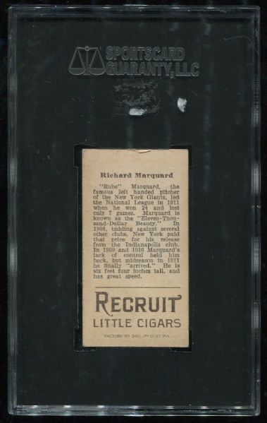 1912 T207 Recruit Rube Marquard SGC 60