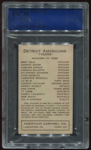 1922 E120 American Caramel Bert Cole PSA 5