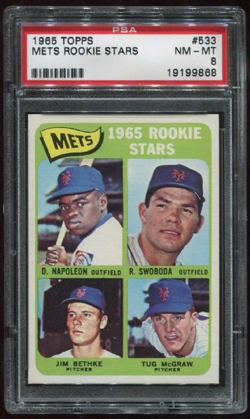 1965 Topps #533 New York Mets Rookies PSA 8