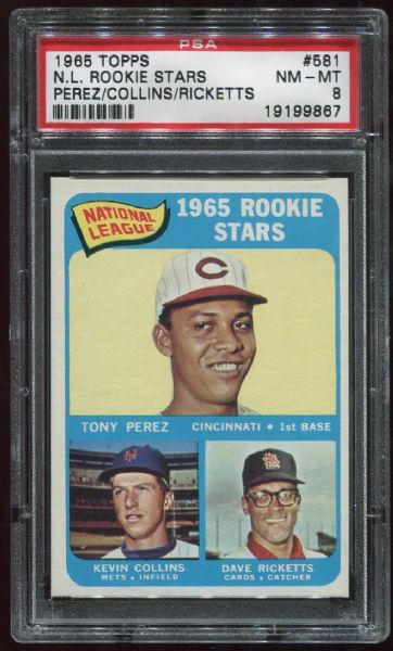 1965 Topps #581 Tony Perez Rookie PSA 8