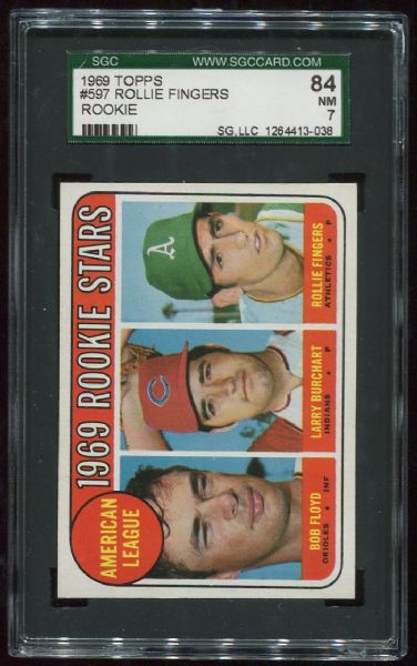 1969 Topps #597 Rollie Fingers Rookie SGC 84