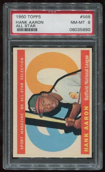 1960 Topps #566 Hank Aaron All Star PSA 8