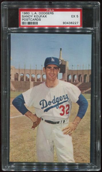 1960 Los Angeles Dodgers Postcards Sandy Koufax PSA 5