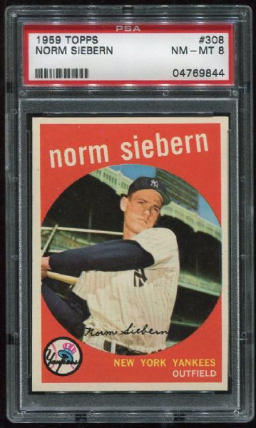 1959 Topps #308 Norm Siebern PSA 8