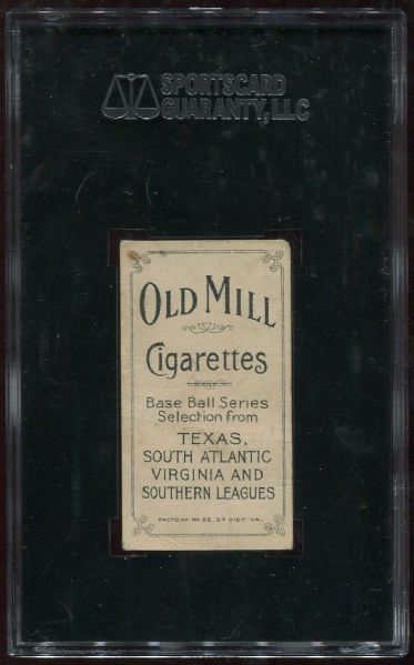 1909-11 T206 Old Mill George Manion Southern Leaguer SGC Authentic