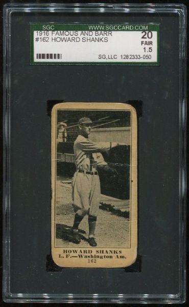 1916 Famous and Barr #162 Howard Shanks SGC 20