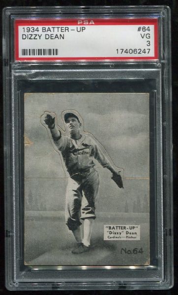 1934 Batter-Up #64 Dizzy Dean PSA 3