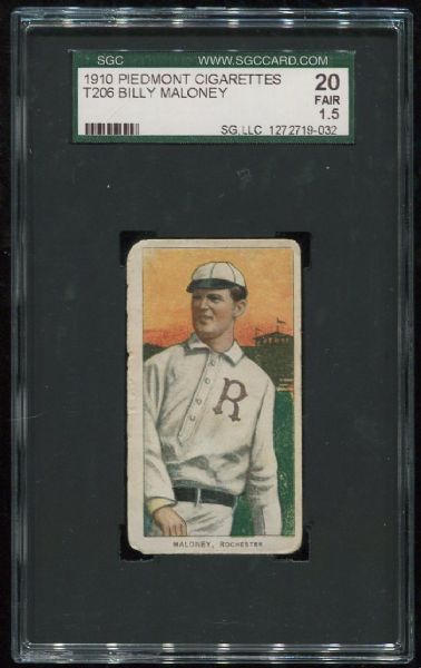 1909-11 T206 Piedmont Billy Maloney SGC 20