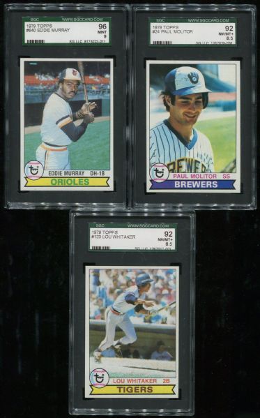 1979 Topps Lot of 3 SGC 92 & 96 w/ Murray & Molitor.
