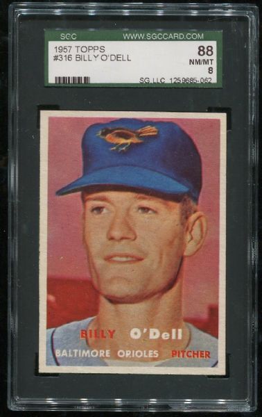 1957 Topps #316 Billy O'Dell SGC 88