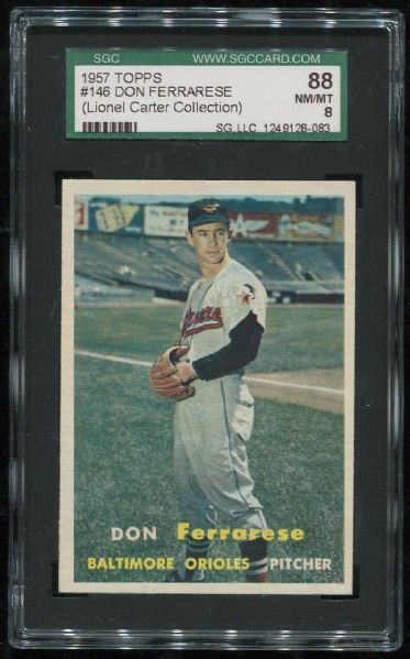 1957 Topps #146 Don Ferrarese SGC 88 - Lionel Carter Collection