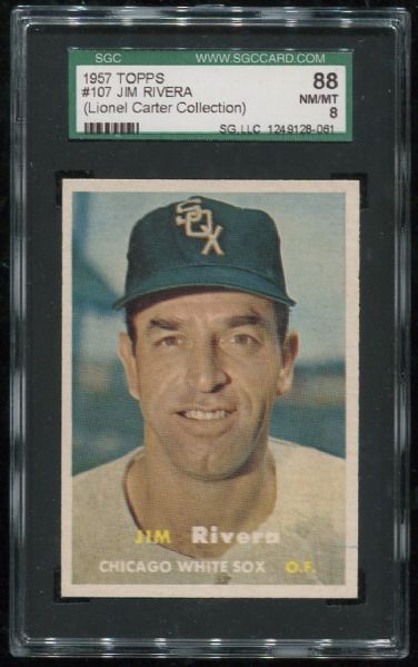 1957 Topps #107 Jim Rivera SGC 88 - Lionel Carter Collection
