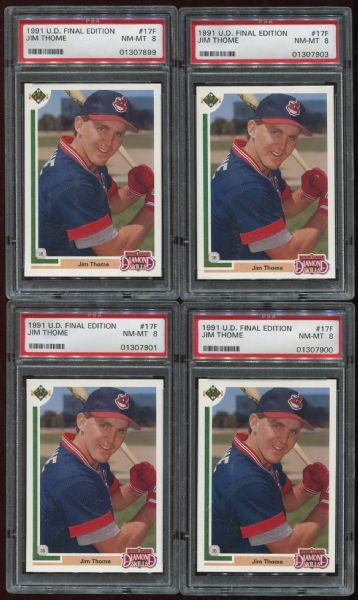 1991 UD Final Edition #17F Jim Thome Rookie Lot of 4 PSA 8