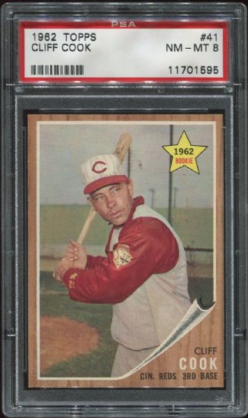 1962 Topps #41 Cliff Cook PSA 8