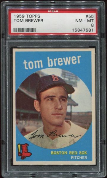 1959 Topps #55 Tom Brewer PSA 8