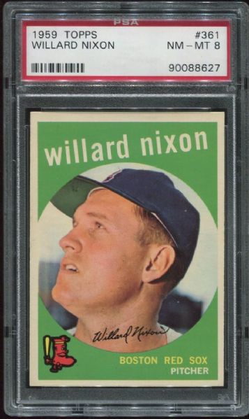 1959 Topps #361 Willard Nixon PSA 8