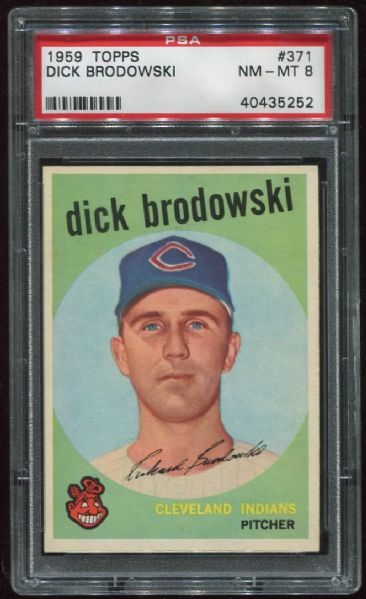 1959 Topps #371 Dick Brodowski PSA 8