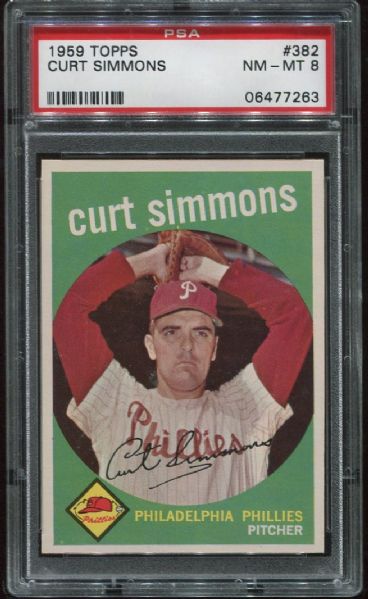 1959 Topps #382 Curt Simmons PSA 8