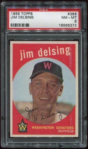1959 Topps #386 Jim Delsing PSA 8