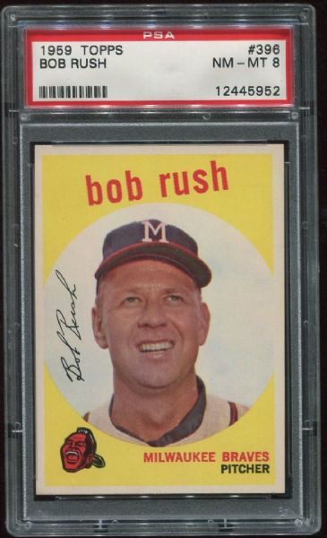 1959 Topps #396 Bob Rush PSA 8