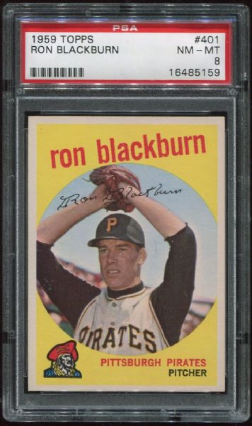 1959 Topps #401 Ron Blackburn PSA 8