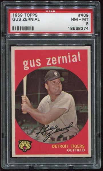 1959 Topps #409 Gus Zernial PSA 8