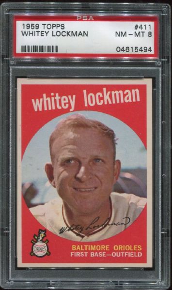 1959 Topps #411 Whitey Lockman PSA 8