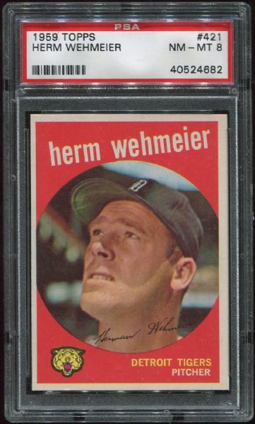 1959 Topps #421 Herm Wehmeier PSA 8