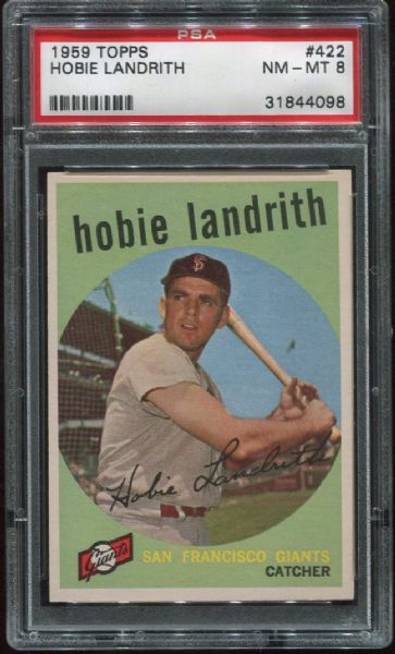 1959 Topps #422 Hobie Landrith PSA 8