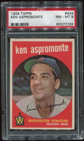 1959 Topps #424 Ken Aspromonte PSA 8
