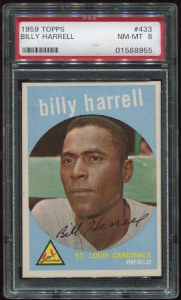 1959 Topps #433 Billy Harrell PSA 8