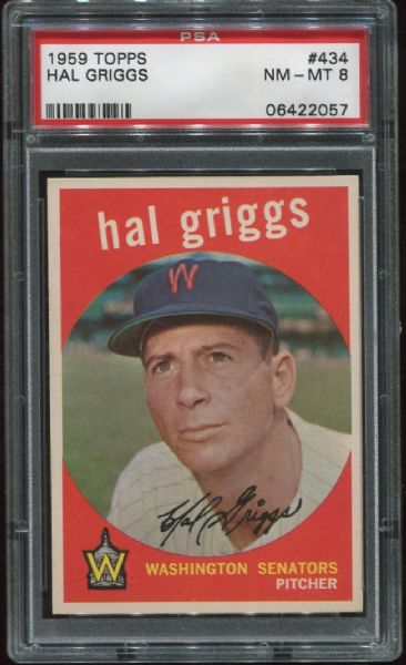 1959 Topps #434 Hal Griggs PSA 8