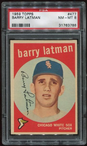 1959 Topps #477 Barry Latman PSA 8
