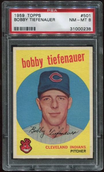 1959 Topps #501 Bobby Tiefenauer PSA 8