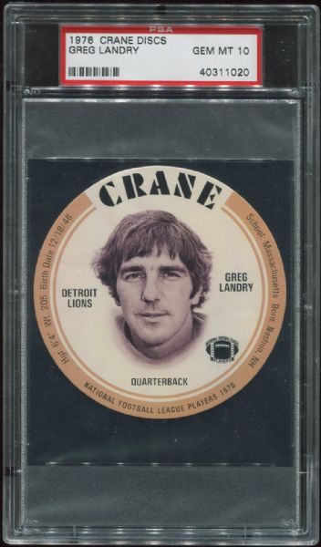 1976 Crane Discs Greg Landry PSA 10