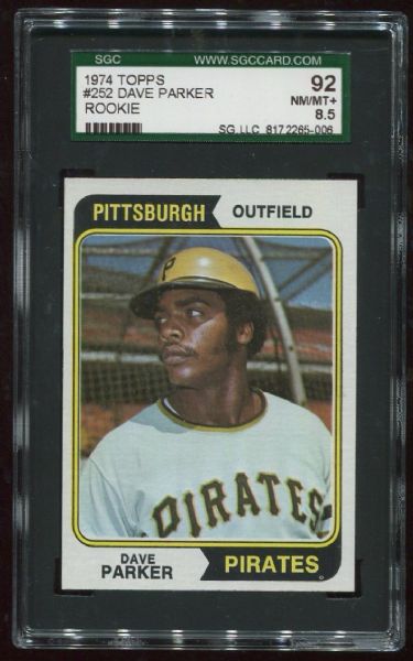 1974 Topps #252 Dave Parker Rookie SGC 92