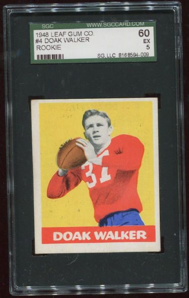 1948 Leaf Gum Co. #4 Doak Walker Rookie SGC 60
