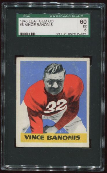 1948 Leaf Gum Co. #8 Vince Banonis SGC 60