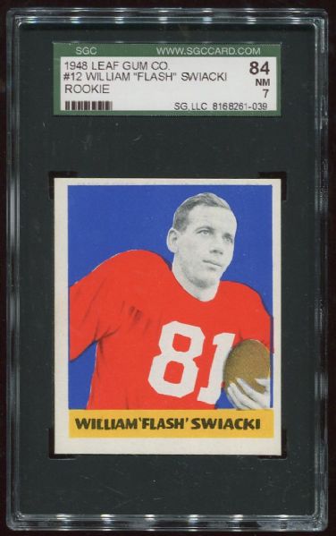 1948 Leaf Gum Co. #12 William Swiacki Rookie SGC 84