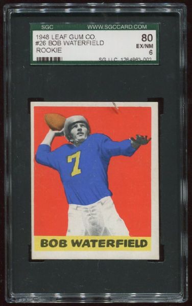 1948 Leaf Gum Co. #26 Bob Waterfield Rookie SGC 80