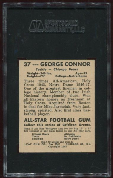1948 Leaf Gum Co. #37 George Connor Rookie SGC 60