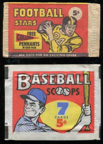 1961 Nu Card Football & Baseball Wrapper Lot of 2