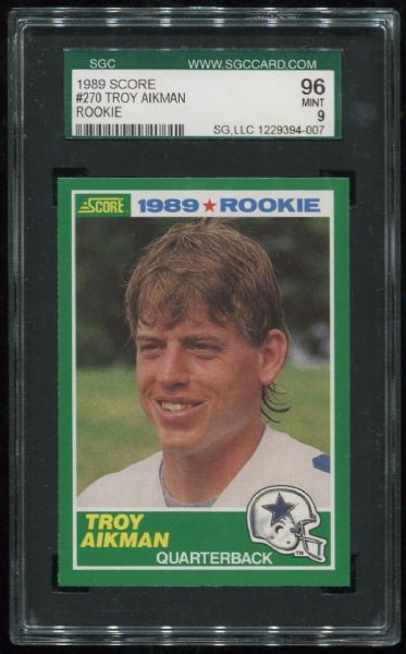 1989 Score #270 Troy Aikman Rookie SGC 96