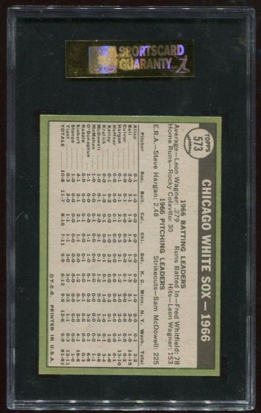 1967 Topps #573 White Sox Team Card SGC 88