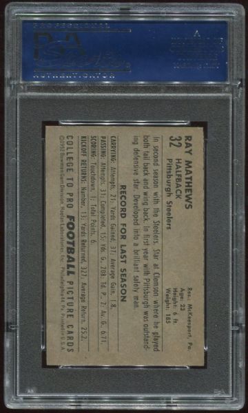 1952 Bowman Small #32 Ray Matthews PSA 8