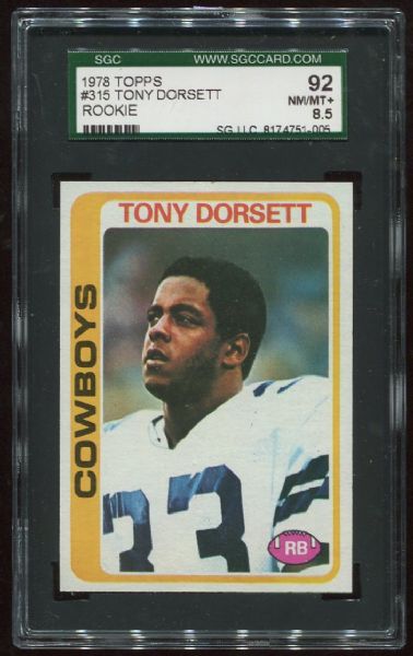 1978 Topps #315 Tony Dorsett Rookie SGC 92